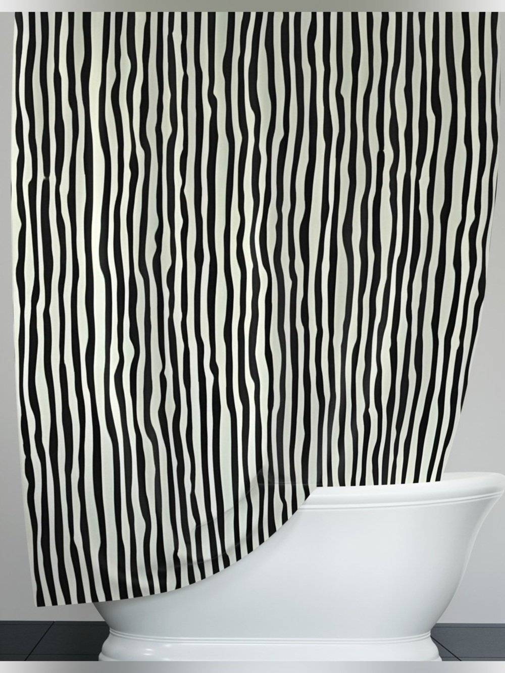 East Urban Home Black White Striped Shower Curtain Extra Long Modern Stripes
